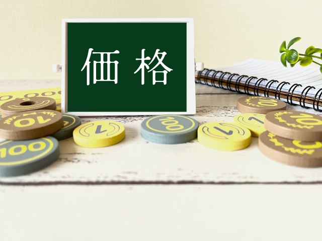 コインの上に価格の文字